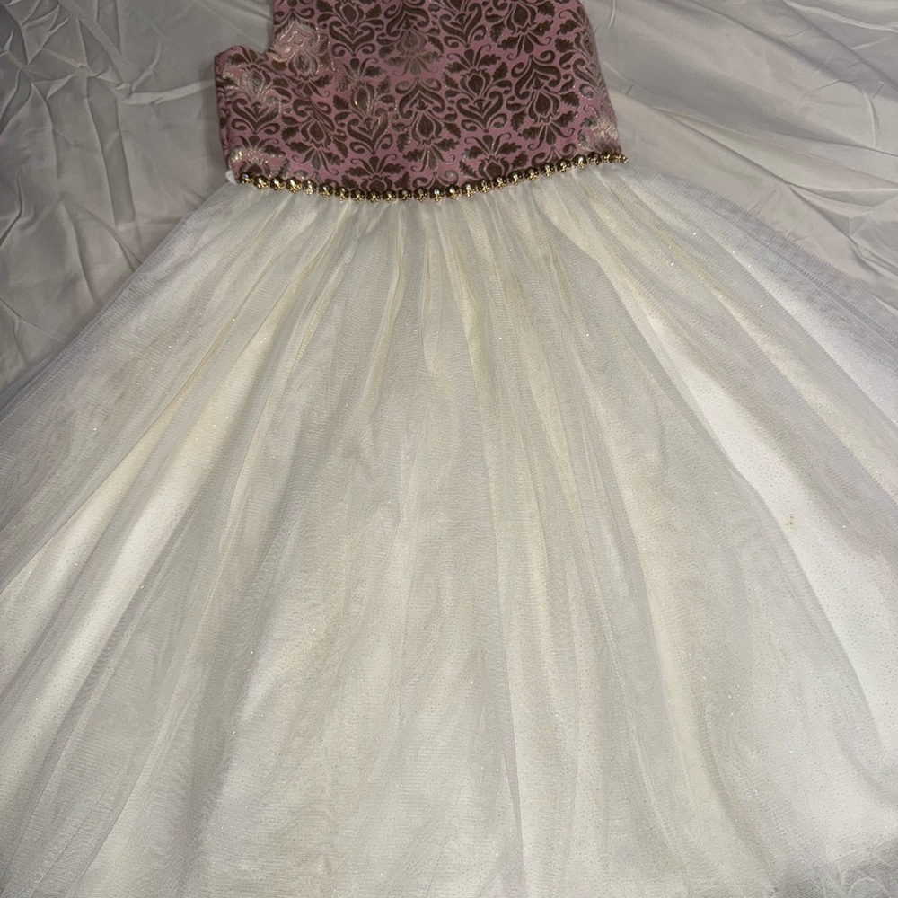 American Princess Gold and Pink Embellished Tiered Gown